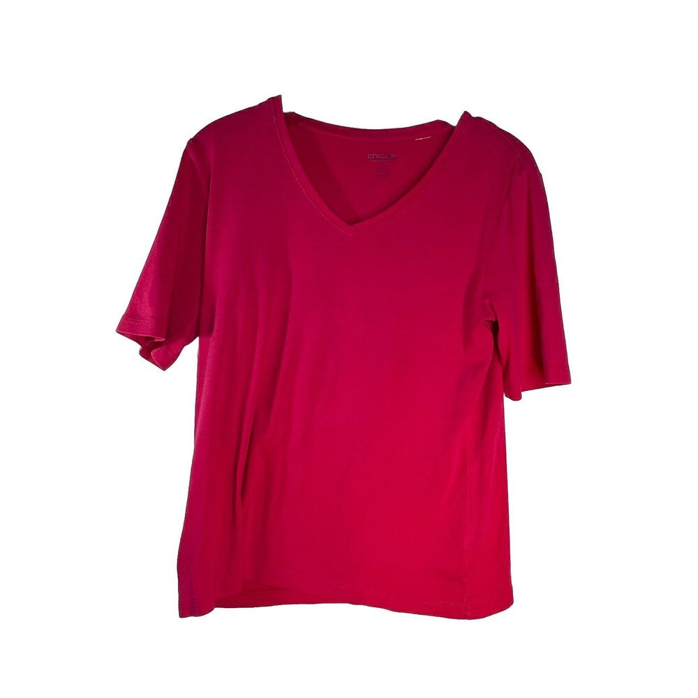 Chicos Solid Pink Ultimate Tee Shirt Top Womens 0 S 4